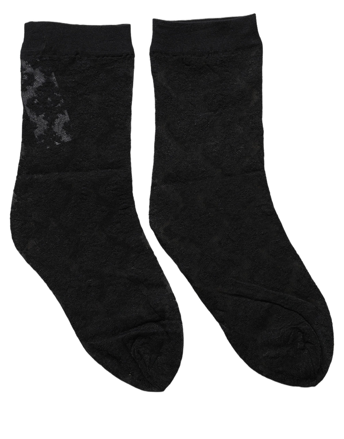 Dolce & Gabbana Black Floral Nylon Stretch Mid Calf Socks - Eljoys Fashion 