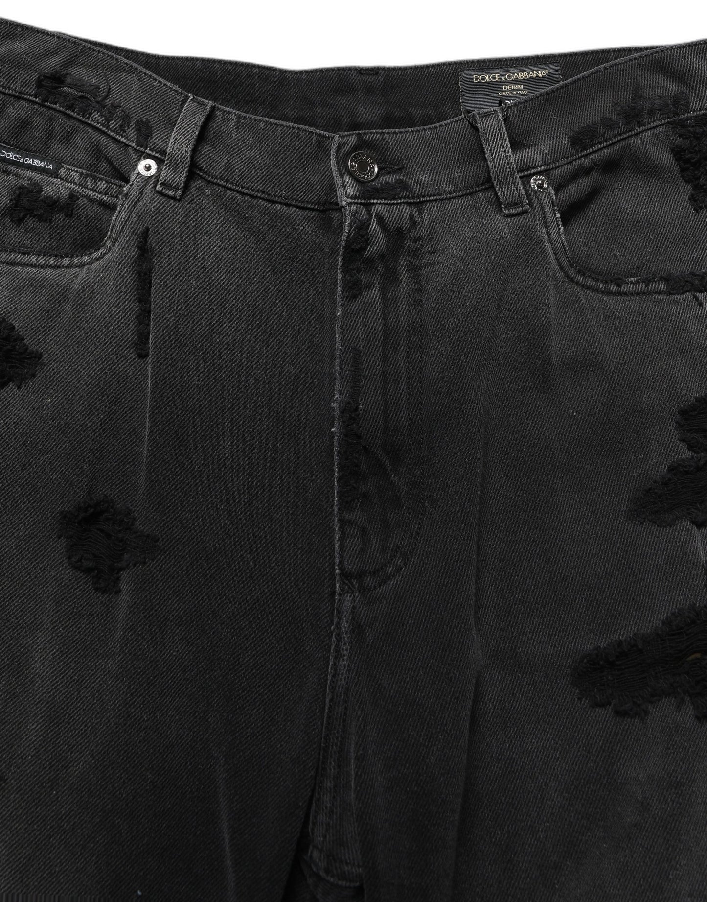 Dolce & Gabbana Dark Gray Distressed Oversize Men Denim Jeans