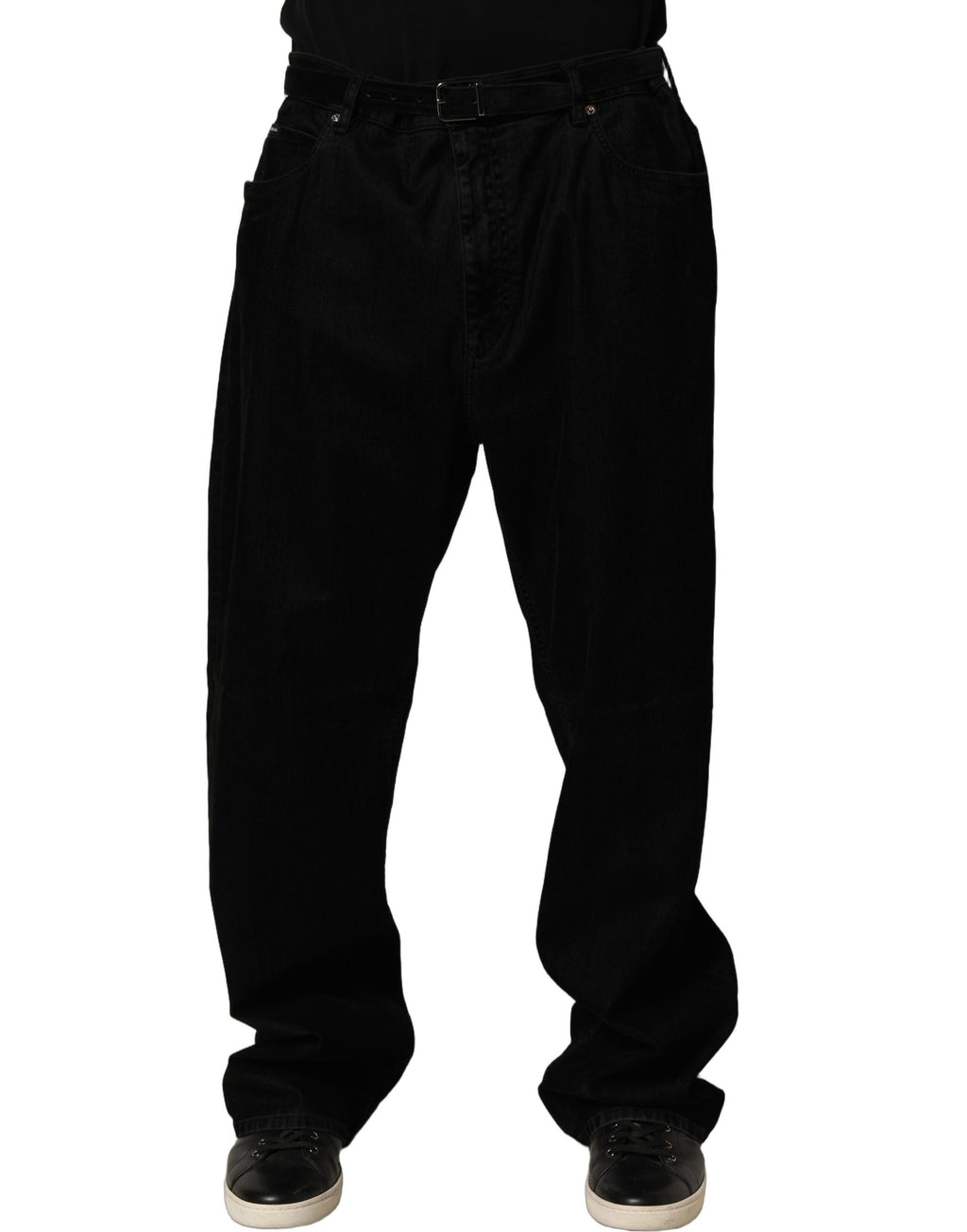 Dolce & Gabbana Black Cotton Relaxed Wide Leg Men Denim Jeans - Eljoys Fashion 