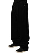 Dolce & Gabbana Black Cotton Relaxed Wide Leg Men Denim Jeans - Eljoys Fashion 