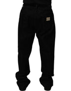 Dolce & Gabbana Black Cotton Relaxed Wide Leg Men Denim Jeans - Eljoys Fashion 
