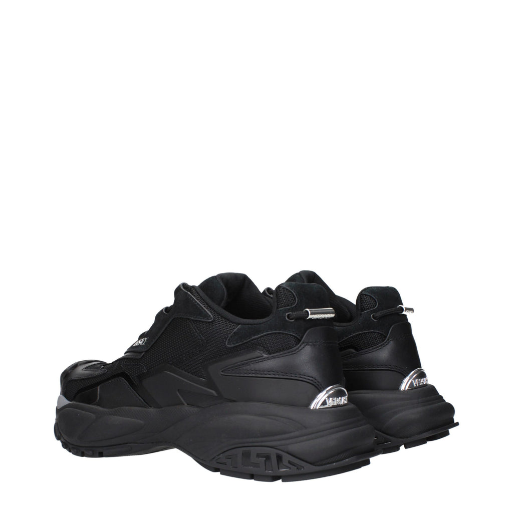 Versace Black Fabric Chunky Sneakers Versace