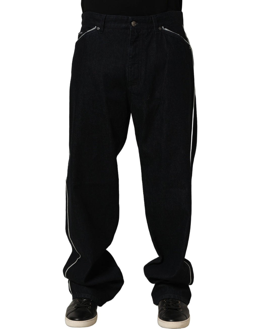 Dolce & Gabbana Black Cotton Stretch Straight Men Denim Jeans - Eljoys Fashion 