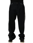 Dolce & Gabbana Black Cotton Stretch Straight Men Denim Jeans - Eljoys Fashion 