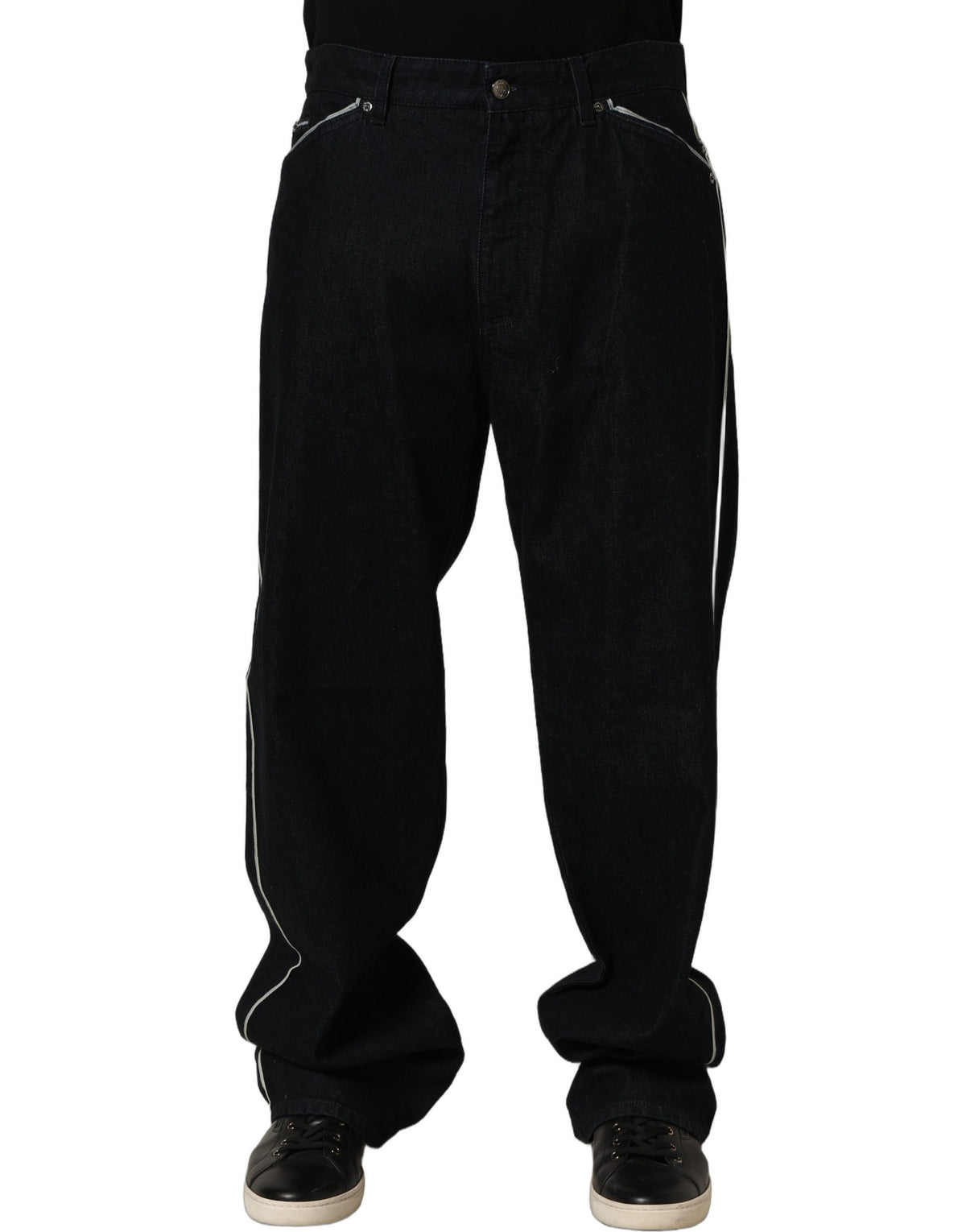 Dolce & Gabbana Black Cotton Stretch Straight Men Denim Jeans - Eljoys Fashion 