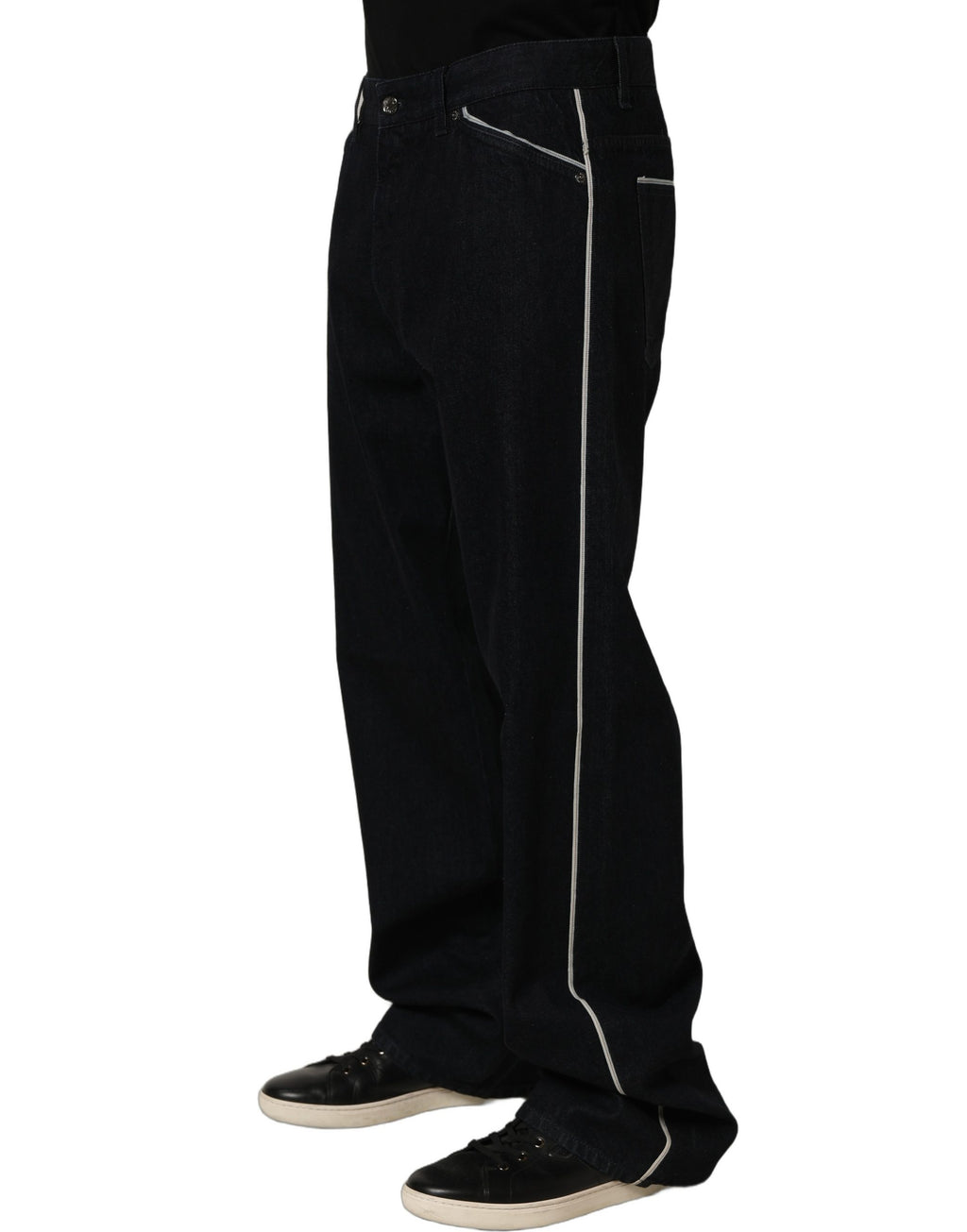 Dolce & Gabbana Black Cotton Stretch Straight Men Denim Jeans - Eljoys Fashion 