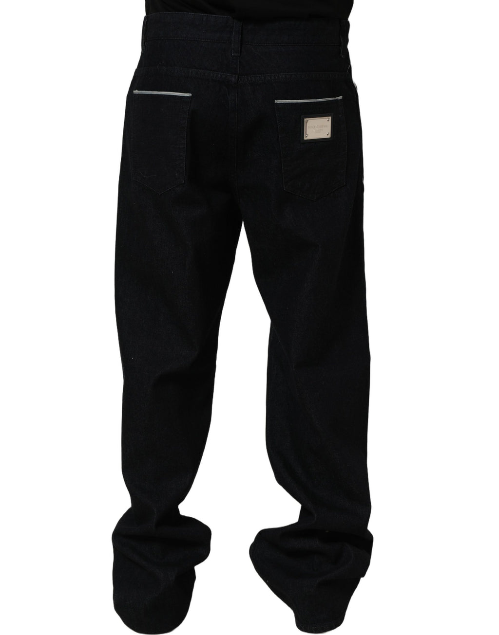 Dolce & Gabbana Black Cotton Stretch Straight Men Denim Jeans - Eljoys Fashion 
