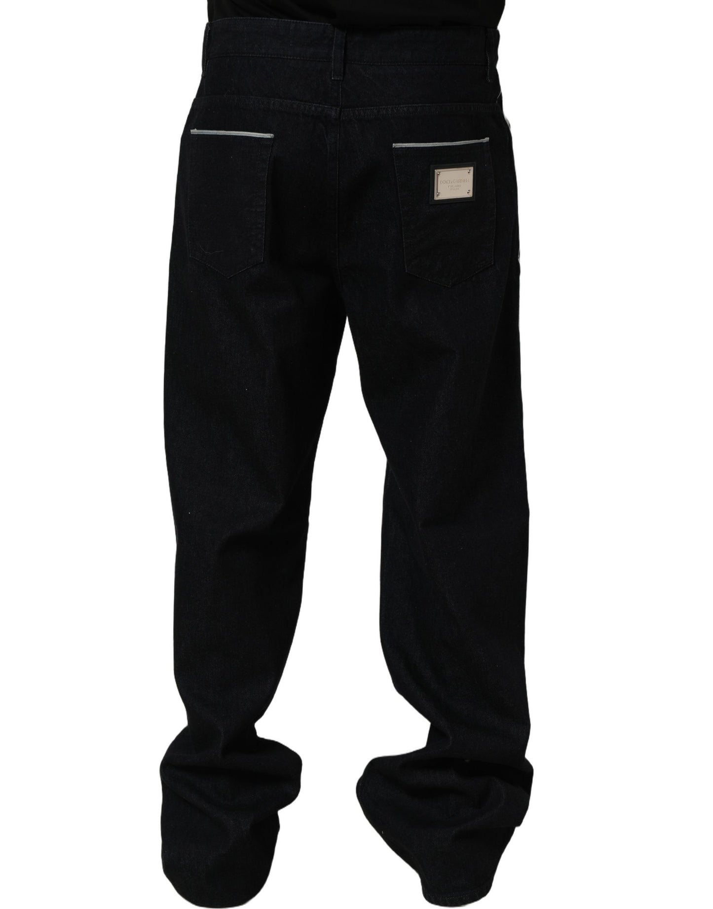 Dolce & Gabbana Black Cotton Stretch Straight Men Denim Jeans