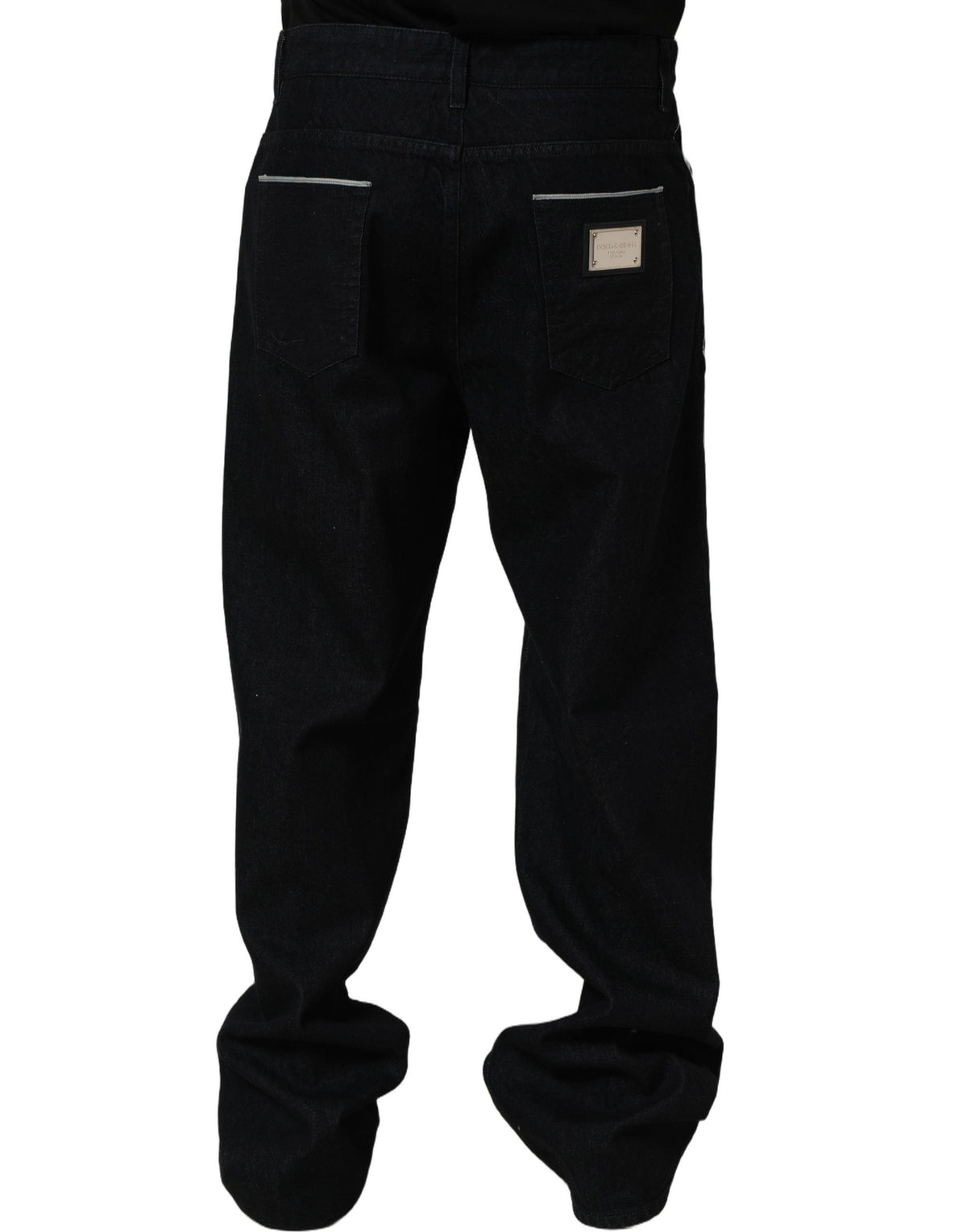 Dolce & Gabbana Black Cotton Stretch Straight Men Denim Jeans - Eljoys Fashion 