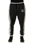 Dolce & Gabbana Black Striped DG Patch Men Sweatpants Pants - Eljoys Fashion 