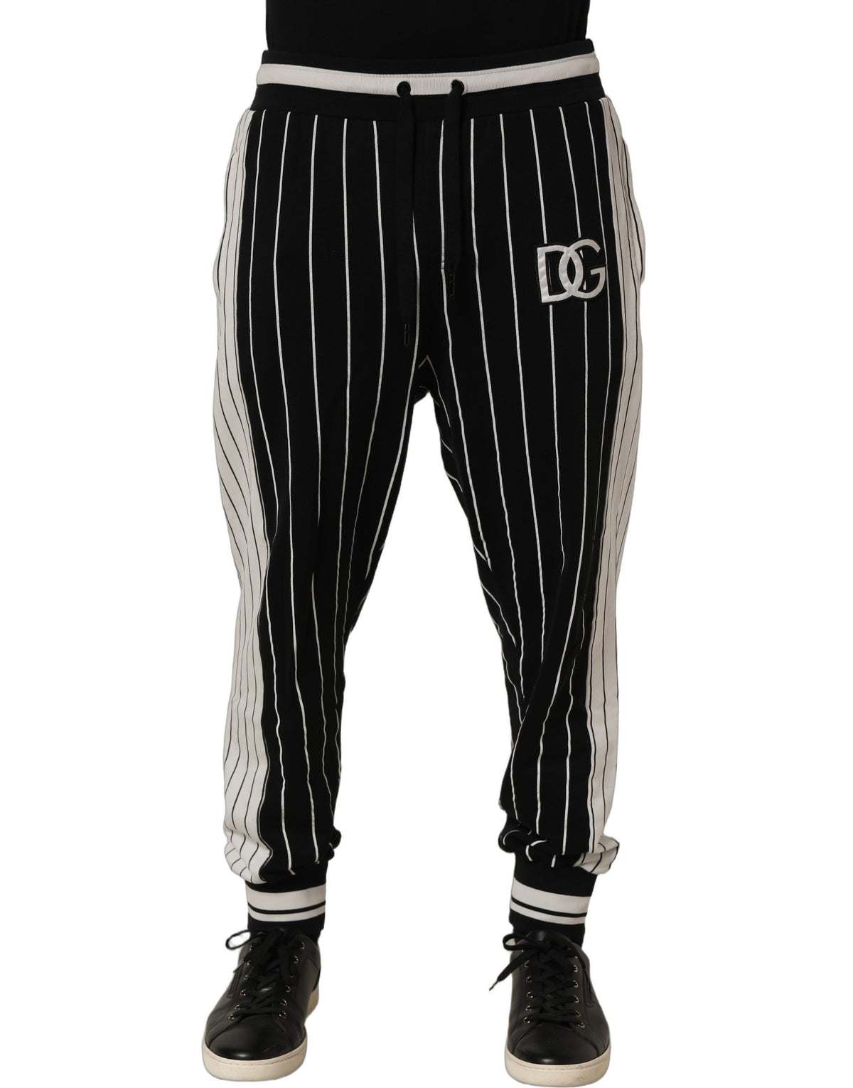 Dolce & Gabbana Black Striped DG Patch Men Sweatpants Pants - Eljoys Fashion 