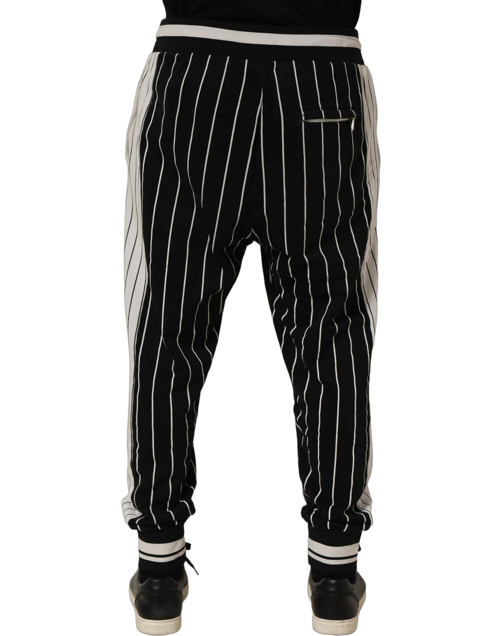Dolce & Gabbana Black Striped DG Patch Men Sweatpants Pants - Eljoys Fashion 