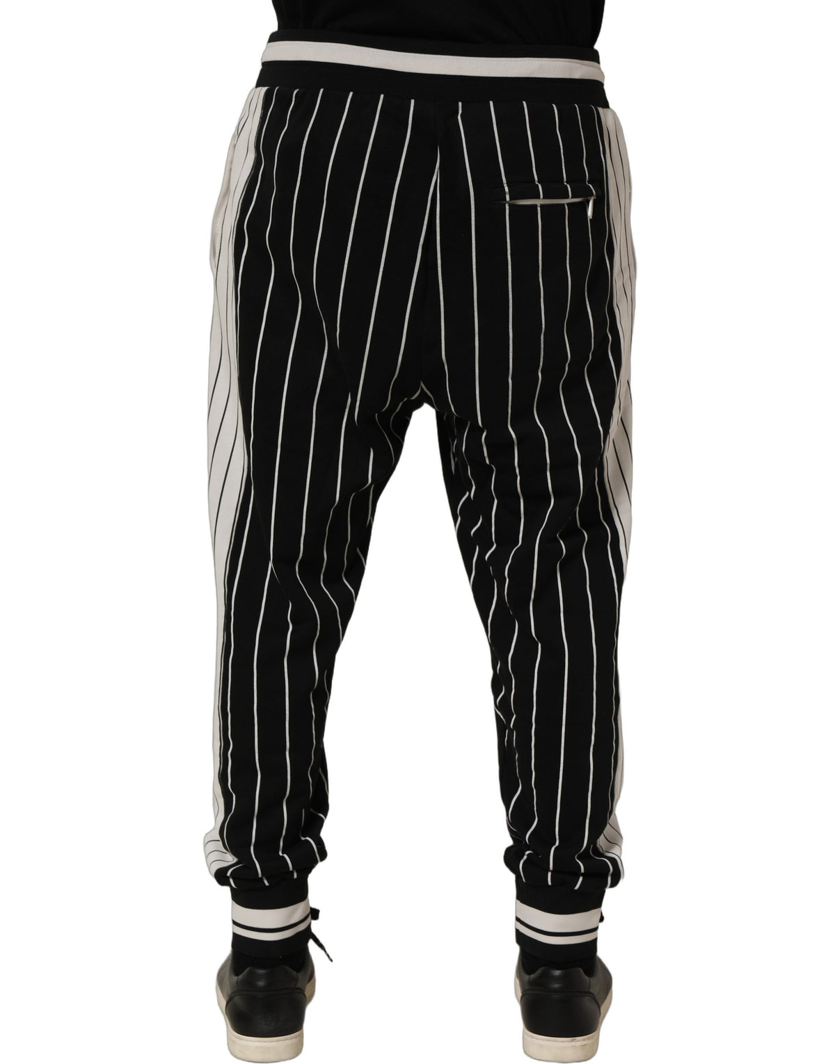 Dolce & Gabbana Black Striped DG Patch Men Sweatpants Pants - Eljoys Fashion 