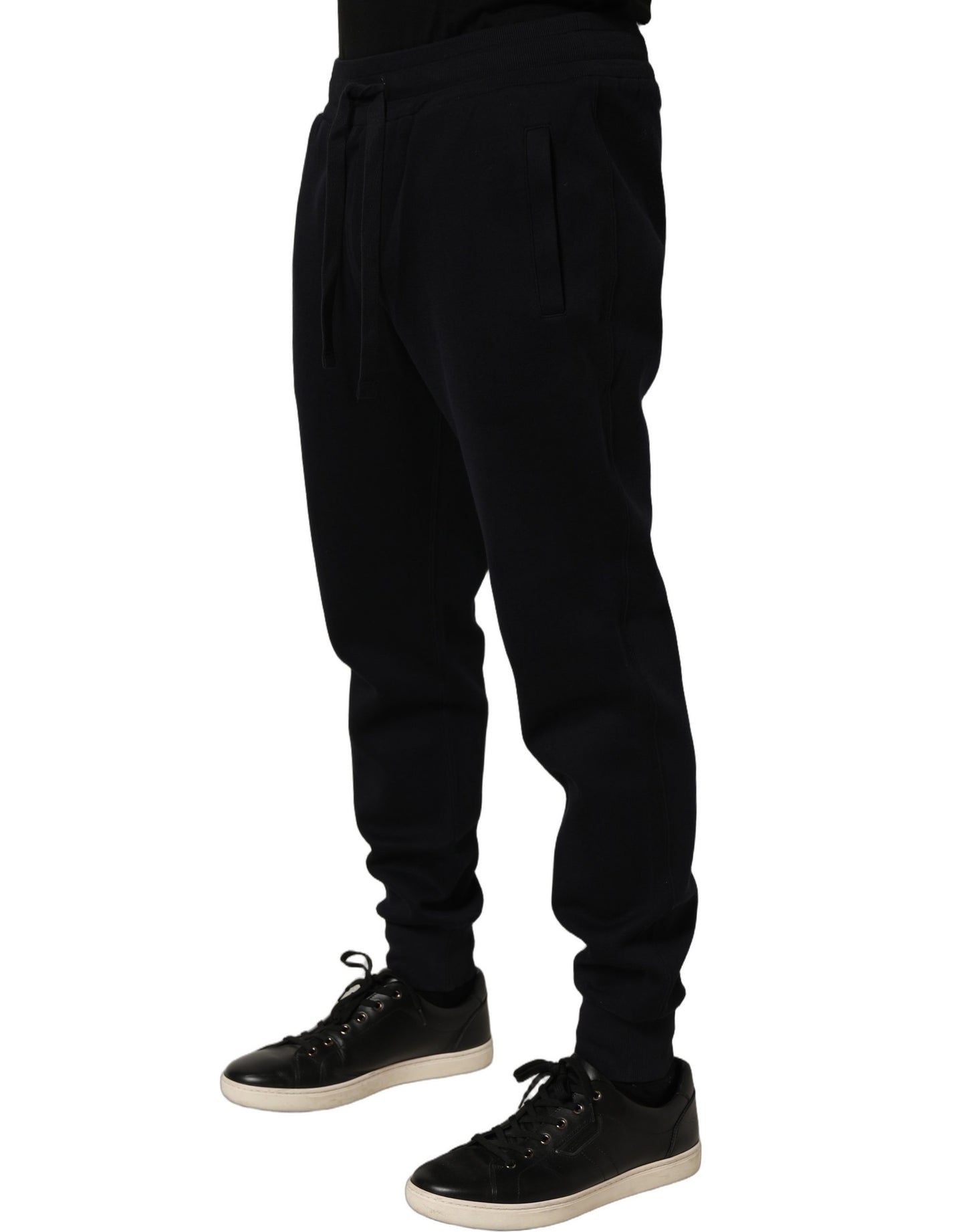 Dolce & Gabbana Blue Cotton Drawstring Jogger Trouser Pants
