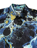 Dolce & Gabbana Blue Marble Print MARTINI Dress Formal Shirt - Eljoys Fashion 