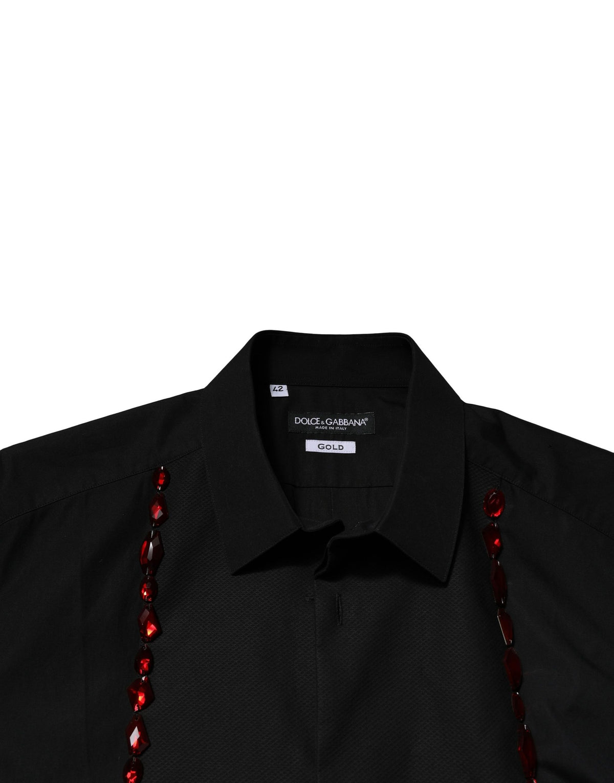 Dolce & Gabbana Black Crystal Embellished GOLD Dress Shirt - Eljoys Fashion 