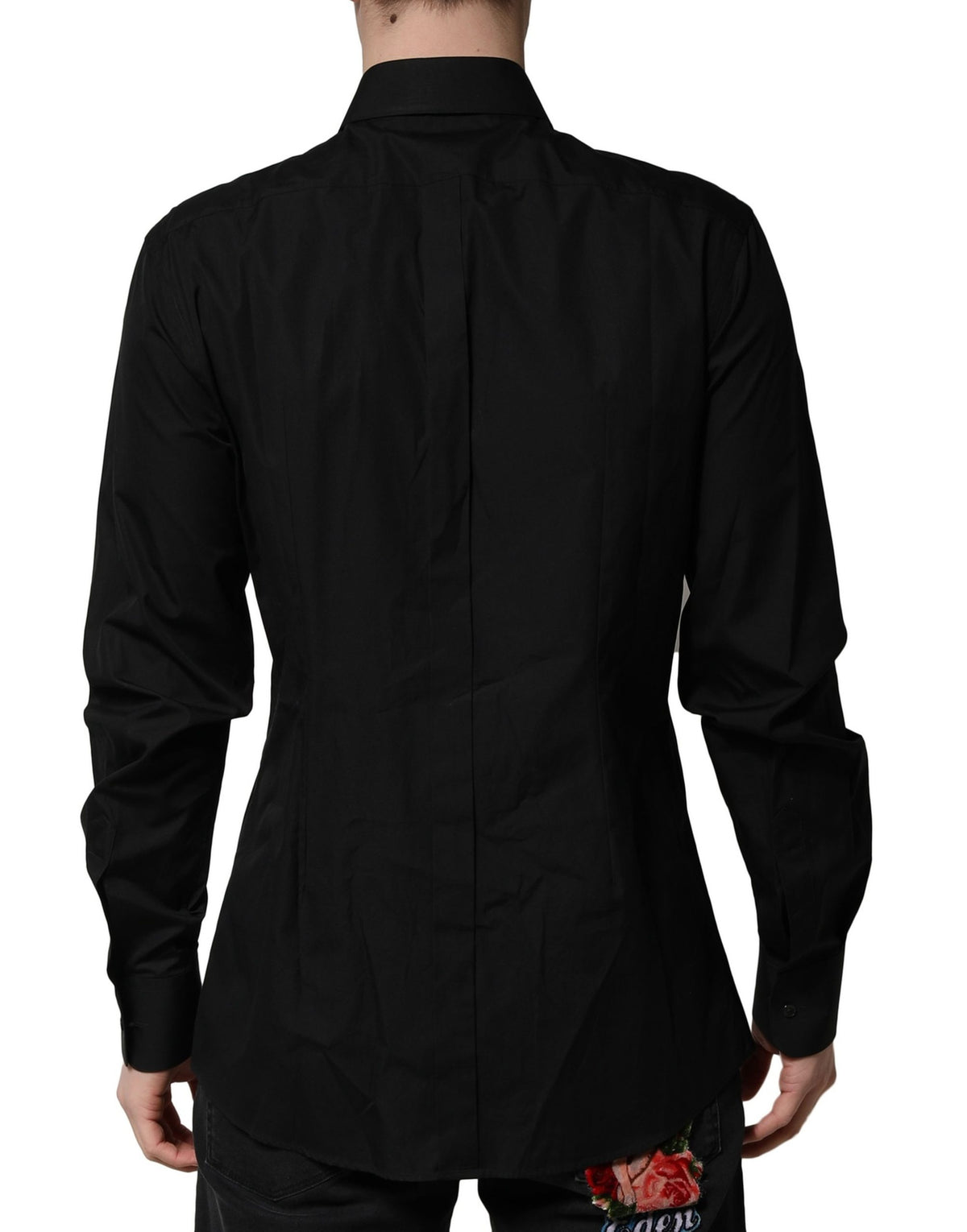 Dolce & Gabbana Black Crystal Embellished GOLD Dress Shirt - Eljoys Fashion 