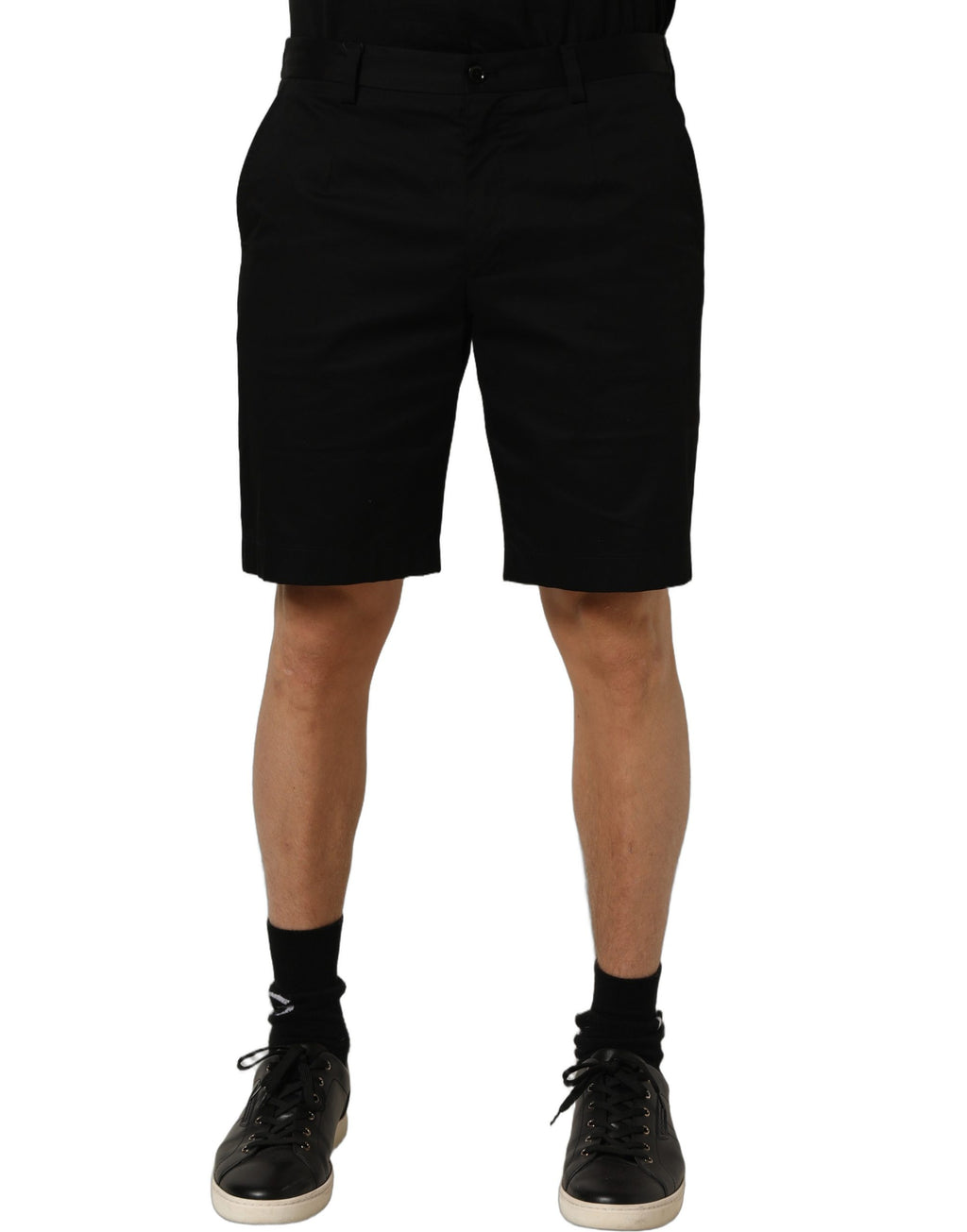 Dolce & Gabbana Black Cotton Mid Waist Men Bermuda Shorts - Eljoys Fashion 