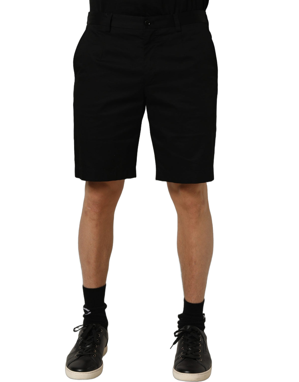 Dolce & Gabbana Black Cotton Mid Waist Men Bermuda Shorts - Eljoys Fashion 