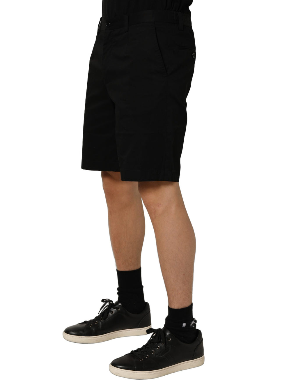 Dolce & Gabbana Black Cotton Mid Waist Men Bermuda Shorts - Eljoys Fashion 