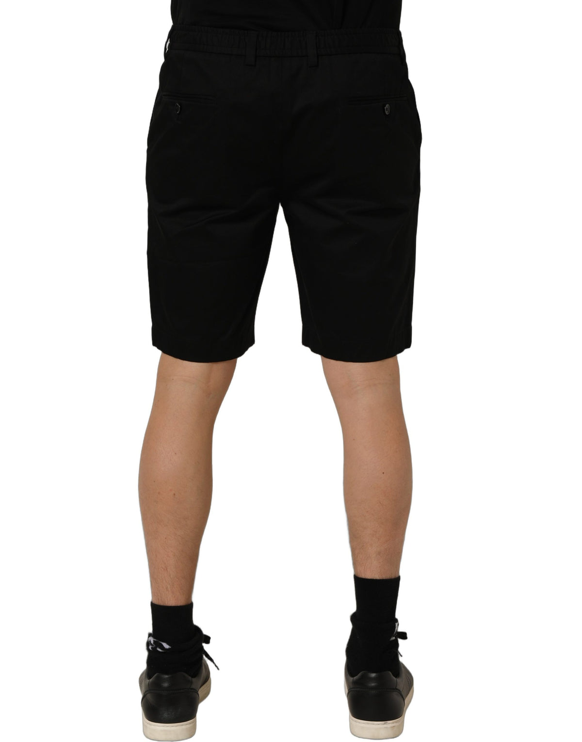 Dolce & Gabbana Black Cotton Mid Waist Men Bermuda Shorts - Eljoys Fashion 