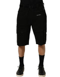 Dolce & Gabbana Black Cotton Mid Waist Men Cargo Shorts - Eljoys Fashion 