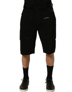 Dolce & Gabbana Black Cotton Mid Waist Men Cargo Shorts