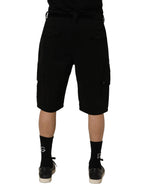Dolce & Gabbana Black Cotton Mid Waist Men Cargo Shorts