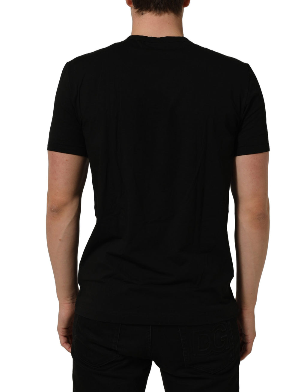 Dolce & Gabbana Black Crown Short Sleeved Henley Men T-shirt - Eljoys Fashion 