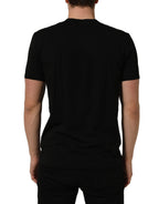 Dolce & Gabbana Black Crown Short Sleeved Henley Men T-shirt - Eljoys Fashion 