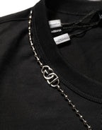 Dolce & Gabbana Black Dog Tag Short Sleeve CrewNeck T-shirt - Eljoys Fashion 
