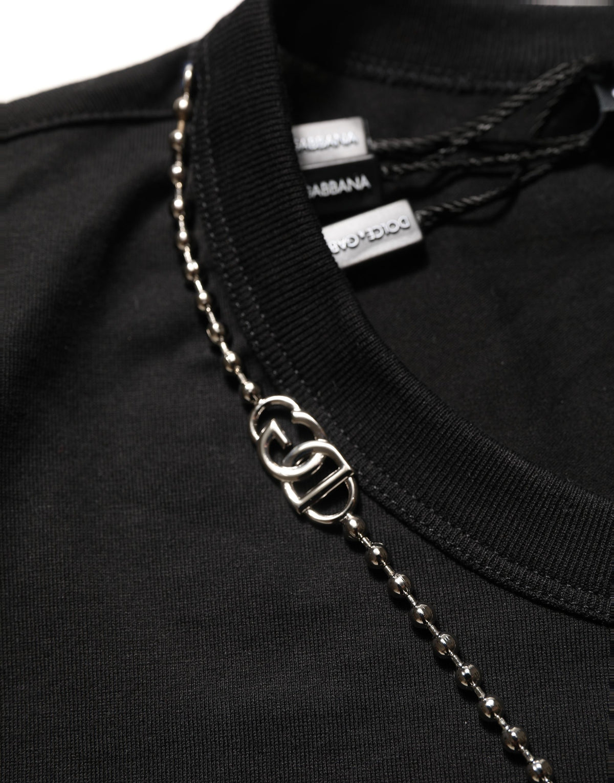 Dolce & Gabbana Black Dog Tag Short Sleeve CrewNeck T-shirt - Eljoys Fashion 