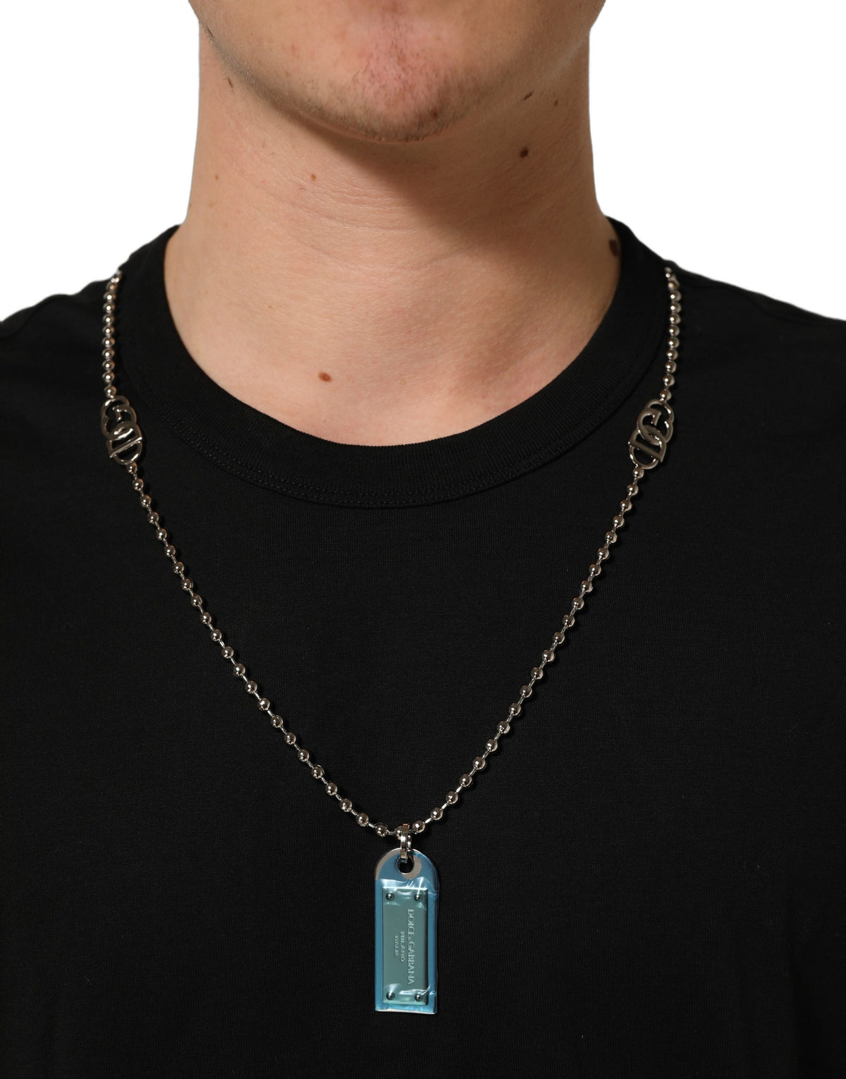 Dolce & Gabbana Black Dog Tag Short Sleeve CrewNeck T-shirt - Eljoys Fashion 