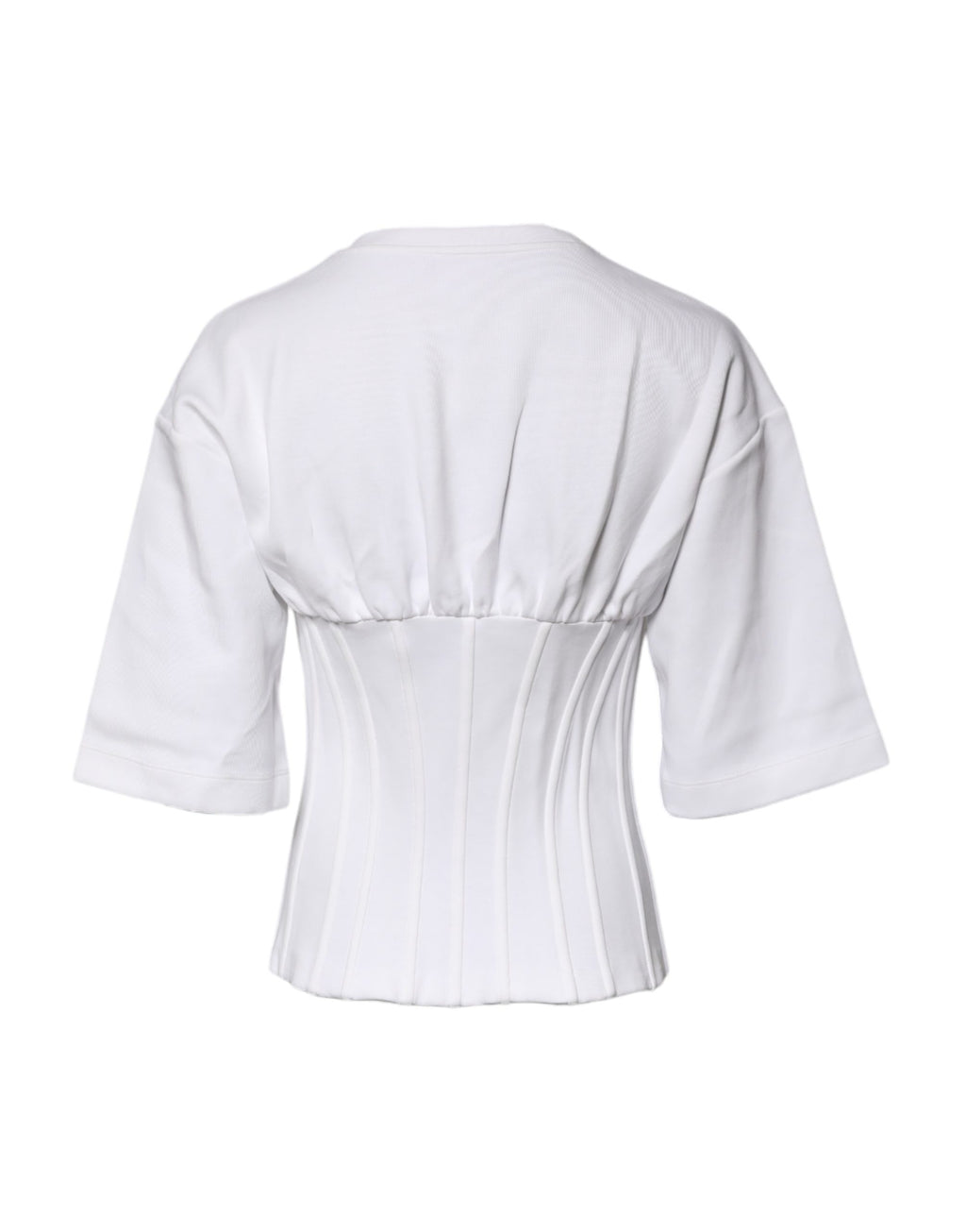 Dolce & Gabbana White Cotton Blend Corset Style Blouse Top