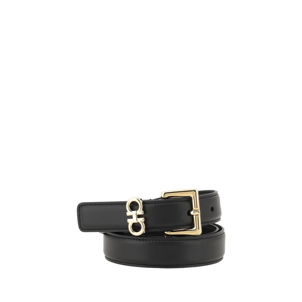 Ferragamo Black Calf Leather Bos Taurus Regular Belt Ferragamo