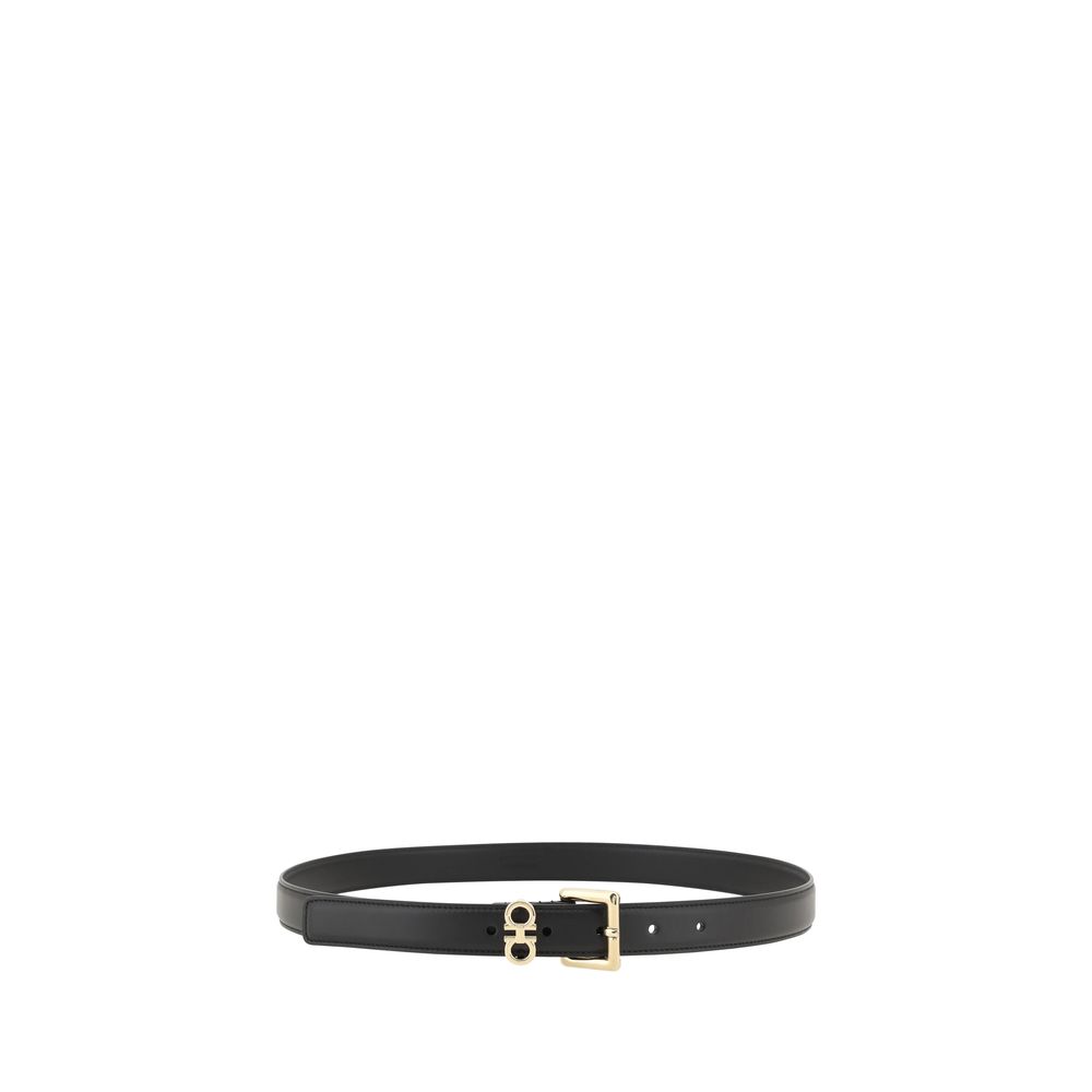 Ferragamo Black Calf Leather Bos Taurus Regular Belt Ferragamo