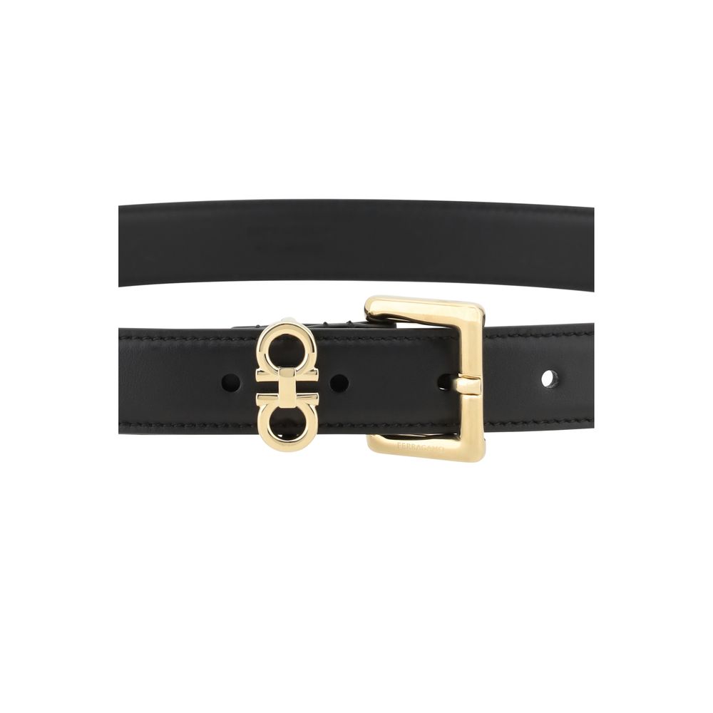 Ferragamo Black Calf Leather Bos Taurus Regular Belt Ferragamo
