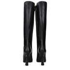 Versace Black Leather High Heel Boots Versace