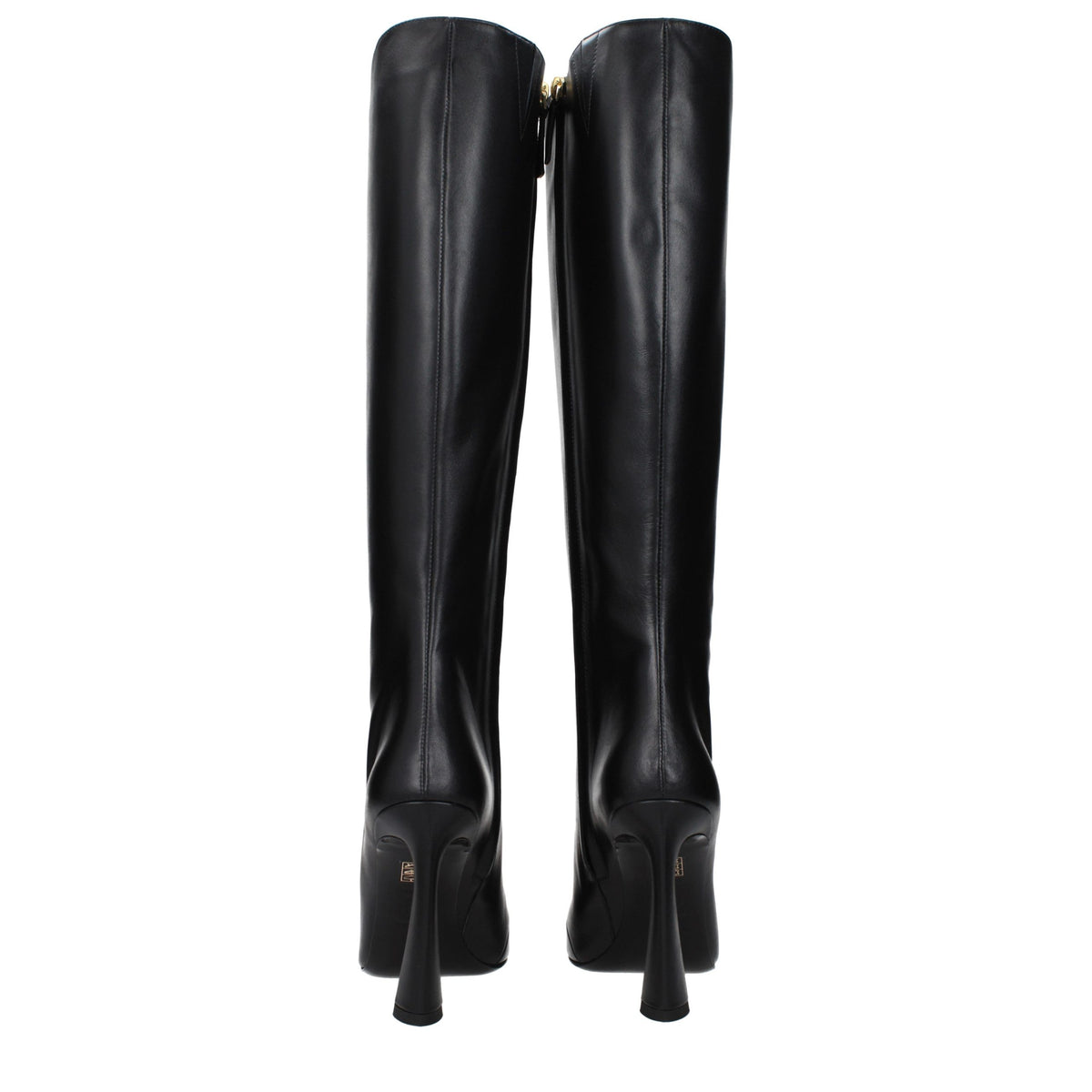 Versace Black Leather High Heel Boots Versace