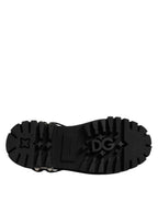 Dolce & Gabbana Black Studded Leather Hi-Trekking Derby Men Shoes - Eljoys Fashion 