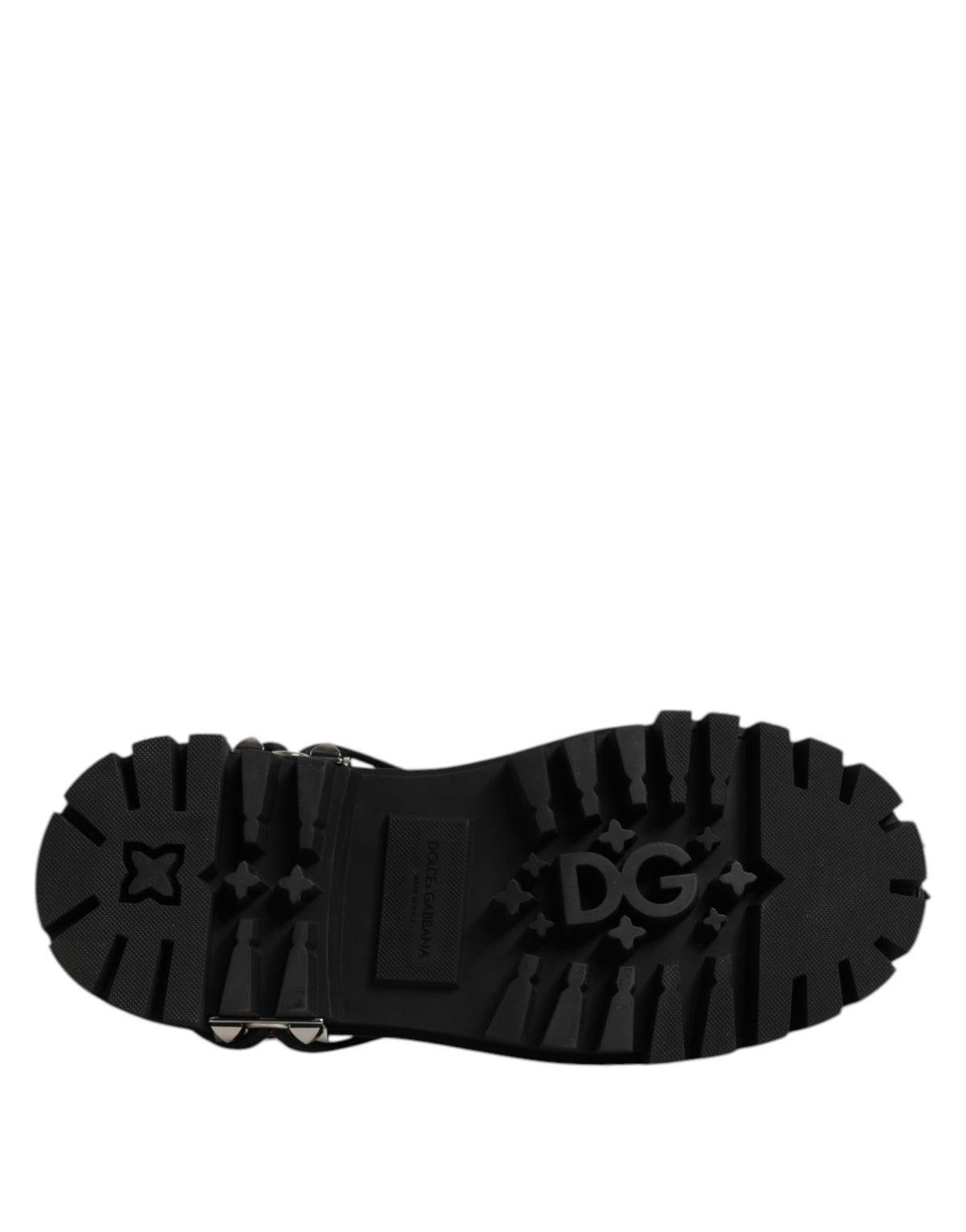 Dolce & Gabbana Black Studded Leather Hi-Trekking Derby Men Shoes - Eljoys Fashion 