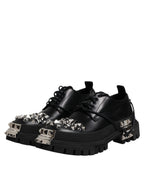 Dolce & Gabbana Black Studded Leather Hi-Trekking Derby Men Shoes - Eljoys Fashion 