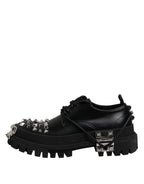 Dolce & Gabbana Black Studded Leather Hi-Trekking Derby Men Shoes - Eljoys Fashion 