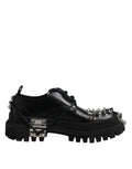 Dolce & Gabbana Black Studded Leather Hi-Trekking Derby Men Shoes - Eljoys Fashion 