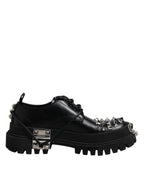 Dolce & Gabbana Black Studded Leather Hi-Trekking Derby Men Shoes - Eljoys Fashion 