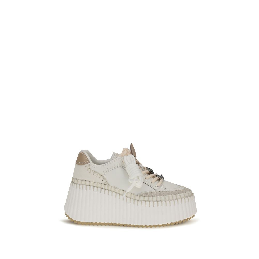 Chloé White Calf Leather Bos Taurus Platform Sneakers - Eljoys Fashion 