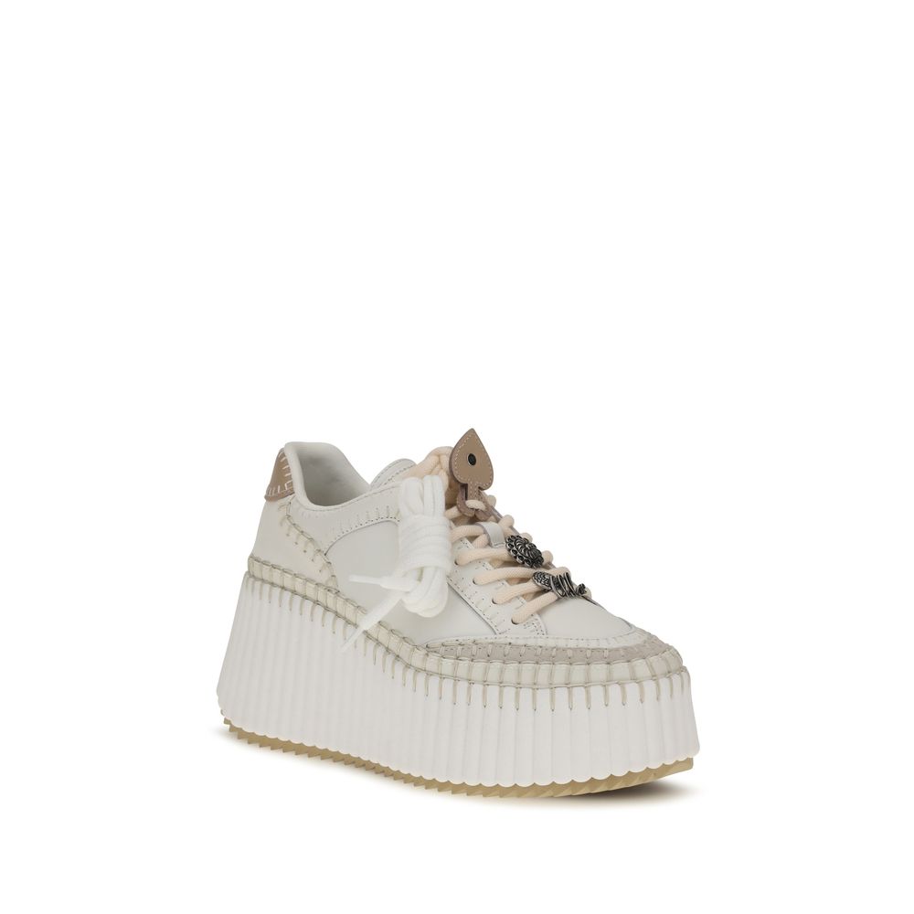 Chloé White Calf Leather Bos Taurus Platform Sneakers - Eljoys Fashion 