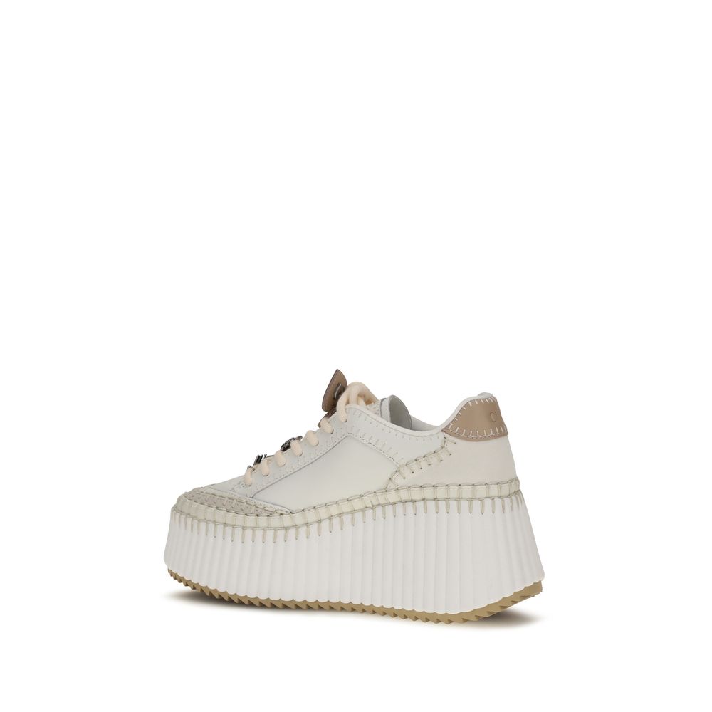 Chloé White Calf Leather Bos Taurus Platform Sneakers - Eljoys Fashion 
