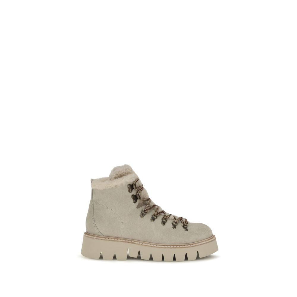 Pedro García Beige Calf Leather Bos Taurus Lace-Up Boots Pedro García