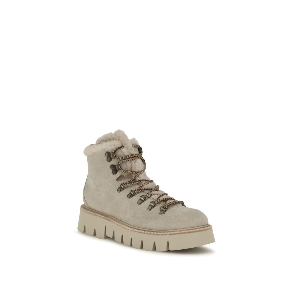 Pedro García Beige Calf Leather Bos Taurus Lace-Up Boots Pedro García